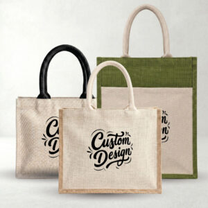 Classic Jute & Laminated Canvas Tote Bag | Small Horizontal & A4 Vertical