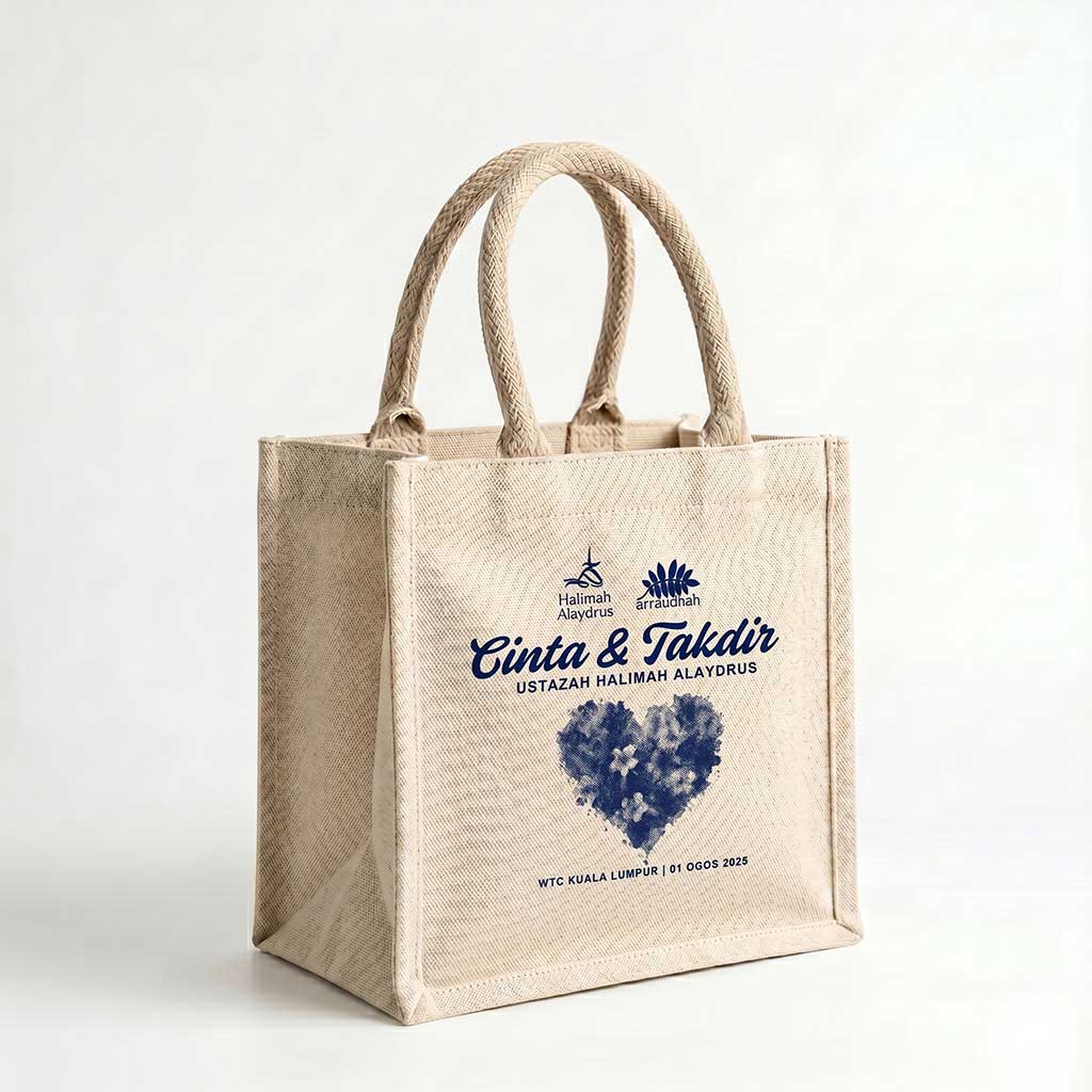 Mini Jute & Canvas Gift Bag | Clear Window & Square Totes - Image 4